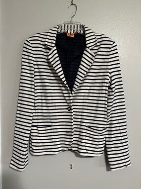 Tory Burch Black and White Striped Blazer